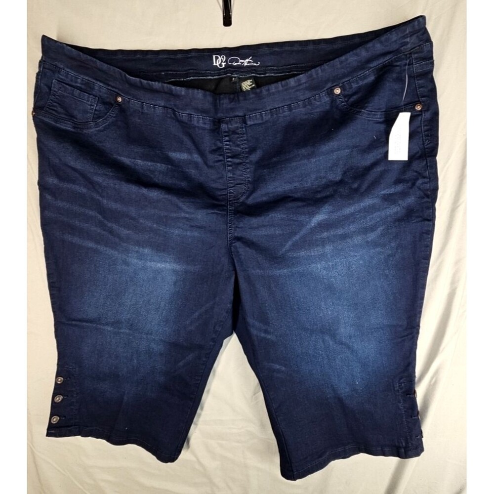 DG2 Diane Gilman Petite 5X Pull On Capri Jeans Navy Stretch Denim NWOT